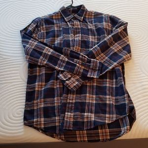 Men's M navy plaid flannel shirt, EUC
